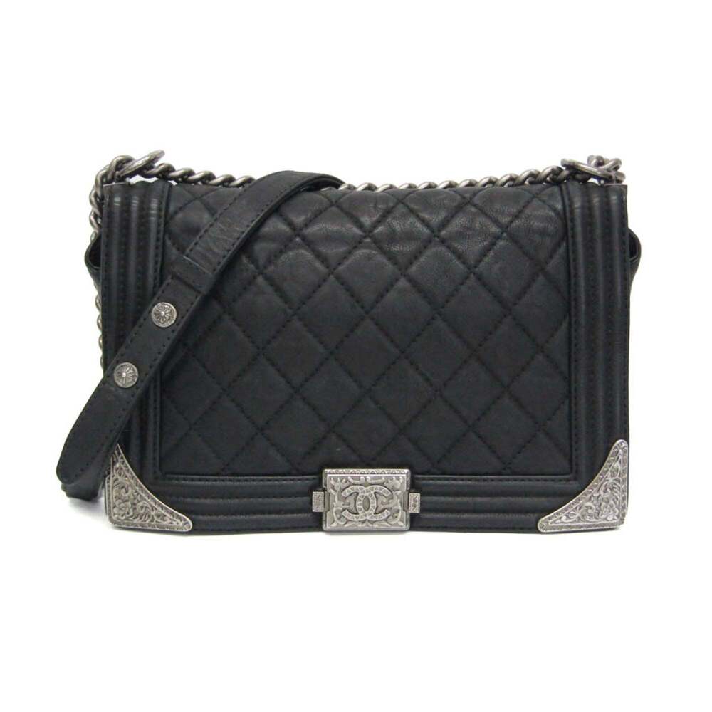 Chanel Boy Chanel Chain Shoulder Bag Women's Leather Shoulder Bag Black